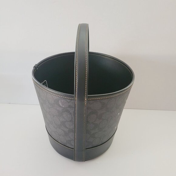 Coach CW536 Halloween Cat Graphic Trick Treat Bucket Bag Tote Charcoal Black - Picture 5 of 7